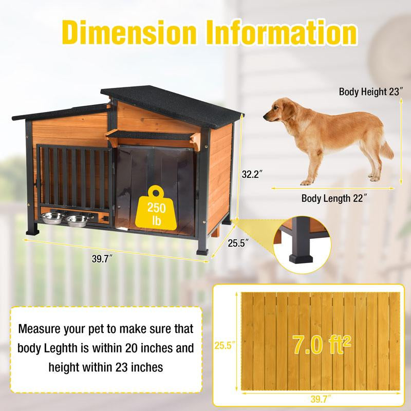 Aivituvin-Air7021 Metal Frame Wooden Dog House | Waterproof Roof,Dog Furniture,Ourdoor Dog Crate