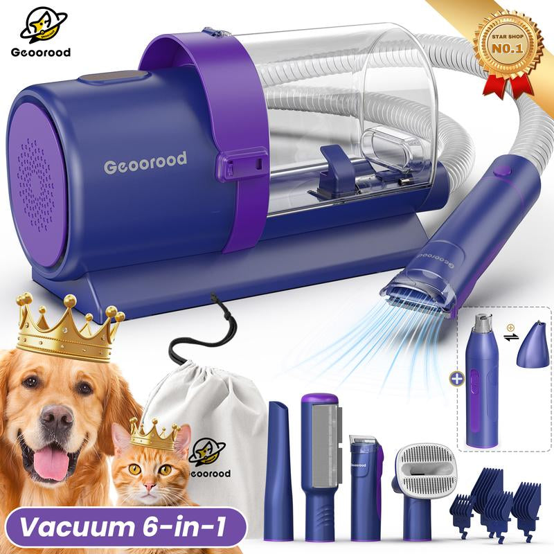 Holiday Haul - Geoorood Dog Grooming All-In-One Kit with Vacuum Brush 2.5L Large Pog, Stainless Steel Blades Lightweight Design 13Kpa Suction Force Portable Cleaning Set #Tiktokshopholidayhaul