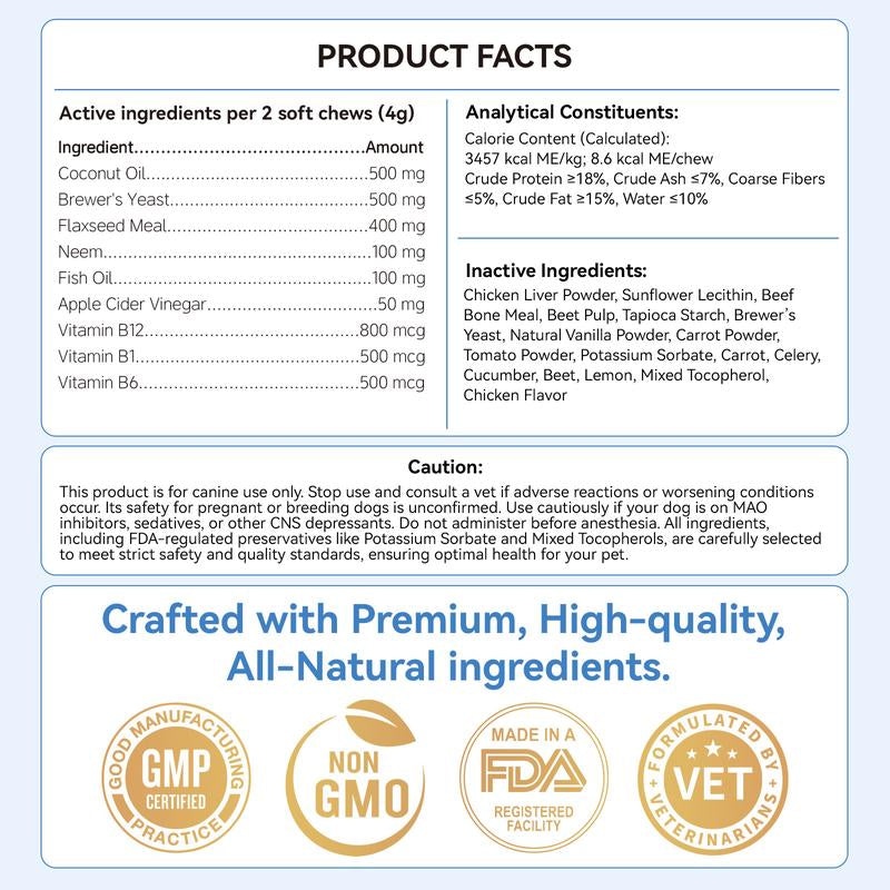 【SALE】WEALLIN Flea & Tick Prevention Chews for Dogs – Natural Formula with Coconut Oil & Flaxseed – 120 Soft Chews – Daily Support for All Breeds & Sizes – Gentle Vet-Formulated – Free Gift Included - Animal Safe