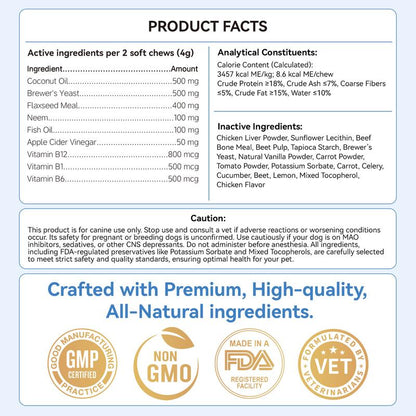 【SALE】WEALLIN Flea & Tick Prevention Chews for Dogs – Natural Formula with Coconut Oil & Flaxseed – 120 Soft Chews – Daily Support for All Breeds & Sizes – Gentle Vet-Formulated – Free Gift Included - Animal Safe