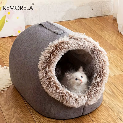 Winter Cat Bed Self-Warming Puppy House Cozy Cat Sleeping Cave Beds Indoor Kitten Nest Kennel Hut for Small Medium Cats