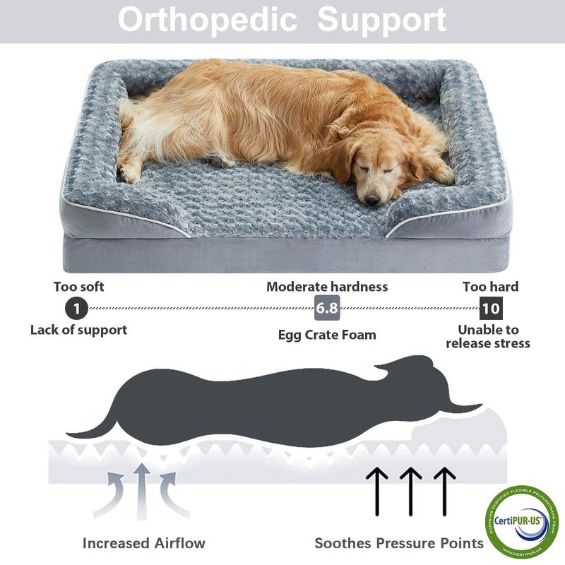 Large Dog Beds Washable Orthopedic Self Warming Bed Sofa Bed with Waterproof Lining Non Slip Bottom for Pet Sleeping Comfortable and Durable Xl/42X30X6.5Inch