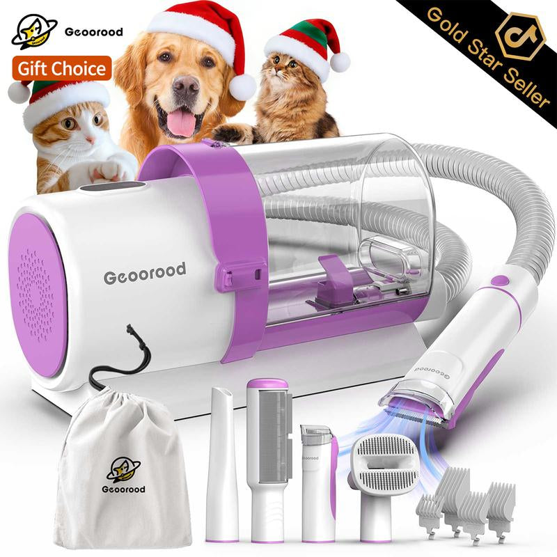 Holiday Haul - Geoorood Dog Grooming All-In-One Kit with Vacuum Brush 2.5L Large Pog, Stainless Steel Blades Lightweight Design 13Kpa Suction Force Portable Cleaning Set #Tiktokshopholidayhaul