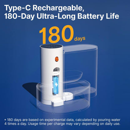 Potaroma Smart Wireless Pet Water Fountain, Stainless Steel Bowl, No Filter, 3.5L Large Capacity, Rechargeable Automatic Water Dispenser for Cats and Small Dogs, Wastewater Separation Fresh Water