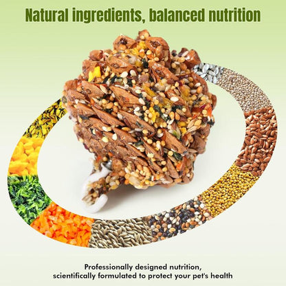 Natural Pinecone Chew Toys with Edible Sunflower & Veggies - Malt Sugar Coated Foraging Enrichment for Parrots Cockatiels Conures Budgies Immune & Digestive Support Safe Bird Toy 2Pcs