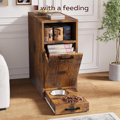 AECOJOY Dog Crate Furniture,Storage Cabinet, 36/42 Inch Wooden & Steel Rustic Brown Kennel for Large & Medium Dogs Escape-Proof Chew-Proof Adjustable Feet End Table