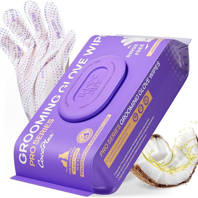 【Holidayhaul 】HICC PET Glove Wipes，Freshening Grooming Dog&Cat Disposable 20Pcs Pet Hair Removal Tool Satisfied Skin Care Outdoor No-Clean Hypoallergenic Facial Disposable No-Rinse Grooming Formulated for Petwipes Deodorizing Sticky Hair#Petlife