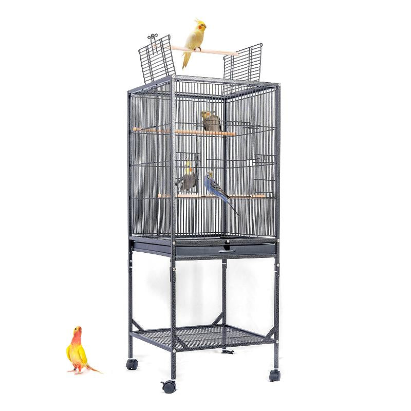 Baonan 45 Inch and 52 Inch Rooftop Luxury Large Bird Cage Large Flying Space Parrot Cage with Perch Suitable for Small Long Tailed Cockatiels Sun Conures Finches Green Cheeked Conures Budgies Lovebirds Indoor Outdoor Use