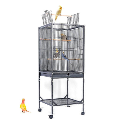 Baonan 45 Inch and 52 Inch Rooftop Luxury Large Bird Cage Large Flying Space Parrot Cage with Perch Suitable for Small Long Tailed Cockatiels Sun Conures Finches Green Cheeked Conures Budgies Lovebirds Indoor Outdoor Use