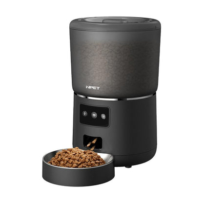 NPET Smart Automatic Pet Feeder Wifi Cat & Dog Food Dispenser with APP Remote Control 4L Large Capacity 1-9 Meals Schedule 10S Voice Recording Desiccant Storage Easy to Clean Timed Feeding for Cats and Small Dogs
