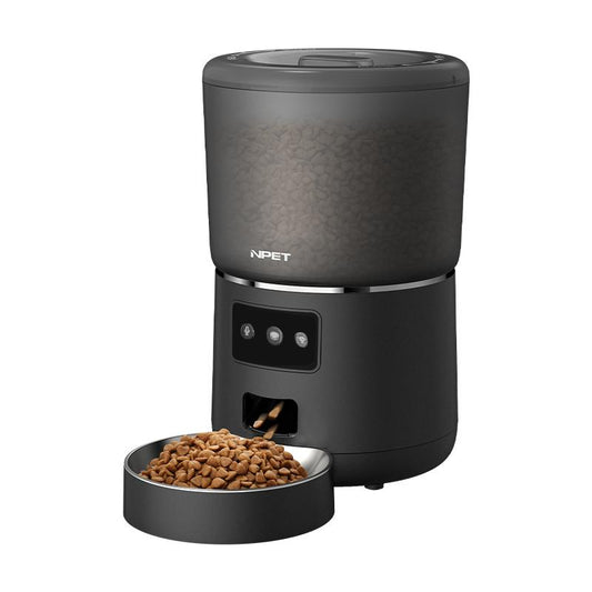 NPET Smart Automatic Pet Feeder Wifi Cat & Dog Food Dispenser with APP Remote Control 4L Large Capacity 1-9 Meals Schedule 10S Voice Recording Desiccant Storage Easy to Clean Timed Feeding for Cats and Small Dogs