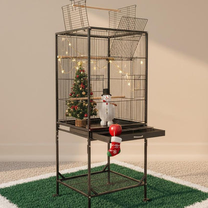 Baonan 45 Inch and 52 Inch Rooftop Luxury Large Bird Cage Large Flying Space Parrot Cage with Perch Suitable for Small Long Tailed Cockatiels Sun Conures Finches Green Cheeked Conures Budgies Lovebirds Indoor Outdoor Use