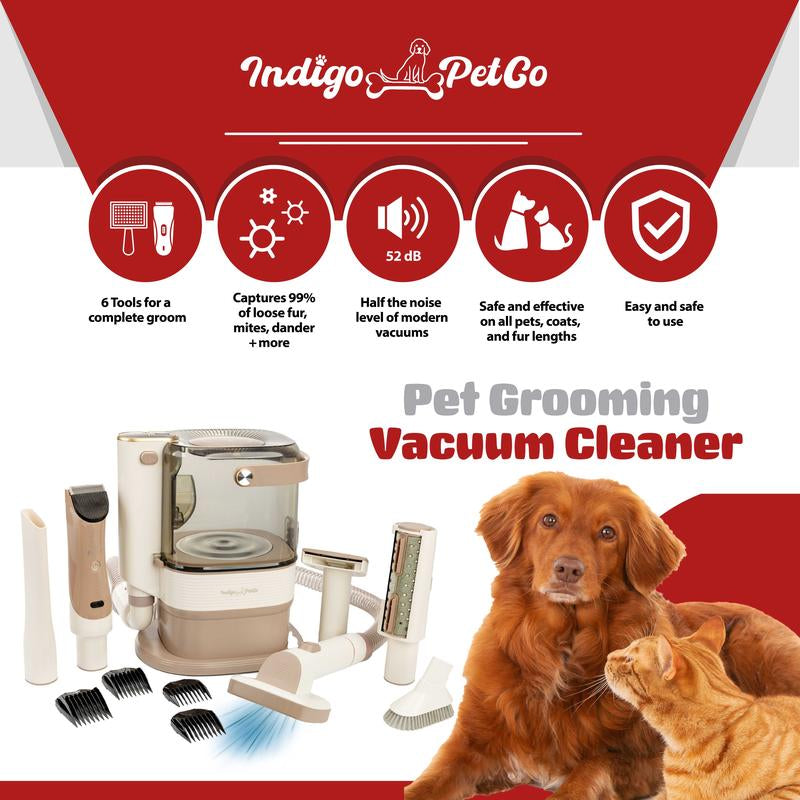 Indigopet Grooming Vacuum Kit - 6 in 1 Pet Grooming