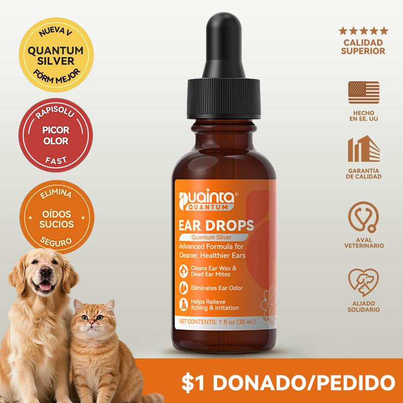 Puainta Dog Ear Cleaner Drops Vet Recommended - Quantum Silver for Itching, Irritation & Wax Build-Up, Made in USA, 1Oz