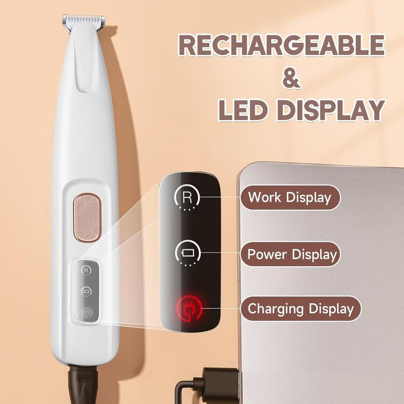 Pet Hair Trimmer, Multifunctional Pet Hair Trimmer Waterproof Rechargeable Shaver with LED Light for Paws Eyes Ears Face Buttocks for Small Dogs and Cats，50Db Quiet Shave Pet Pumpkin