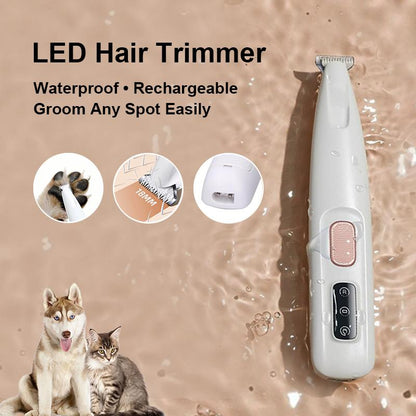 Pet Hair Trimmer, Multifunctional Pet Hair Trimmer Waterproof Rechargeable Shaver with LED Light for Paws Eyes Ears Face Buttocks for Small Dogs and Cats，50Db Quiet Shave Pet Pumpkin