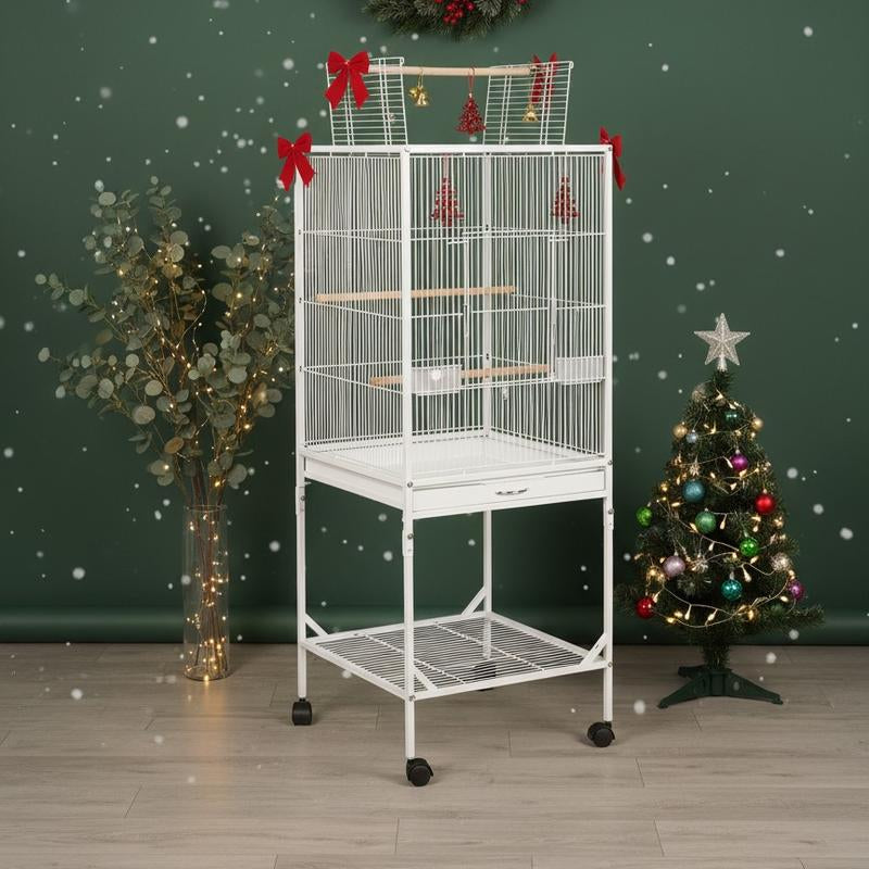 Baonan 45 Inch and 52 Inch Rooftop Luxury Large Bird Cage Large Flying Space Parrot Cage with Perch Suitable for Small Long Tailed Cockatiels Sun Conures Finches Green Cheeked Conures Budgies Lovebirds Indoor Outdoor Use