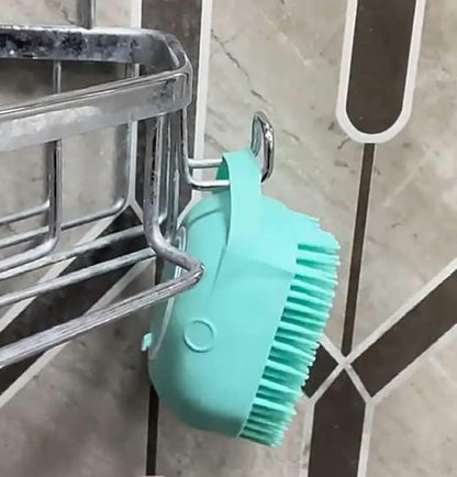 Pet Bath Brush Silicone Massage Brush with Shampoo Dispenser Ideal Bath Accessories for Dogs Cats Deerskin Thick Absorbent Pet Tow