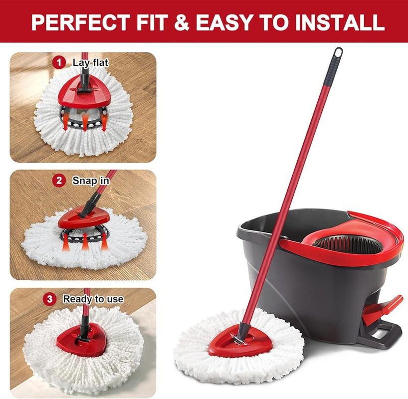 Mop Head & Scrub Brush Refill for O-Cedar Easywring 1 Tank System Only. Bucket & Handle NOT Included. Perfect Suitable Cleaners Pack Cleaning