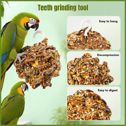 Natural Pinecone Chew Toys with Edible Sunflower & Veggies - Malt Sugar Coated Foraging Enrichment for Parrots Cockatiels Conures Budgies Immune & Digestive Support Safe Bird Toy 2Pcs