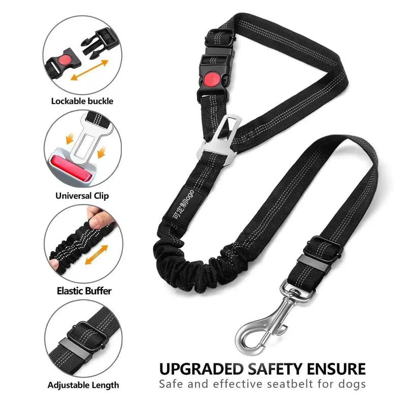 Car Seat Belt Dog Leash, Length Adjustable Pet Safety Leash, Car Safety Leash, Dog Traction Rope, Car Interior Accessories