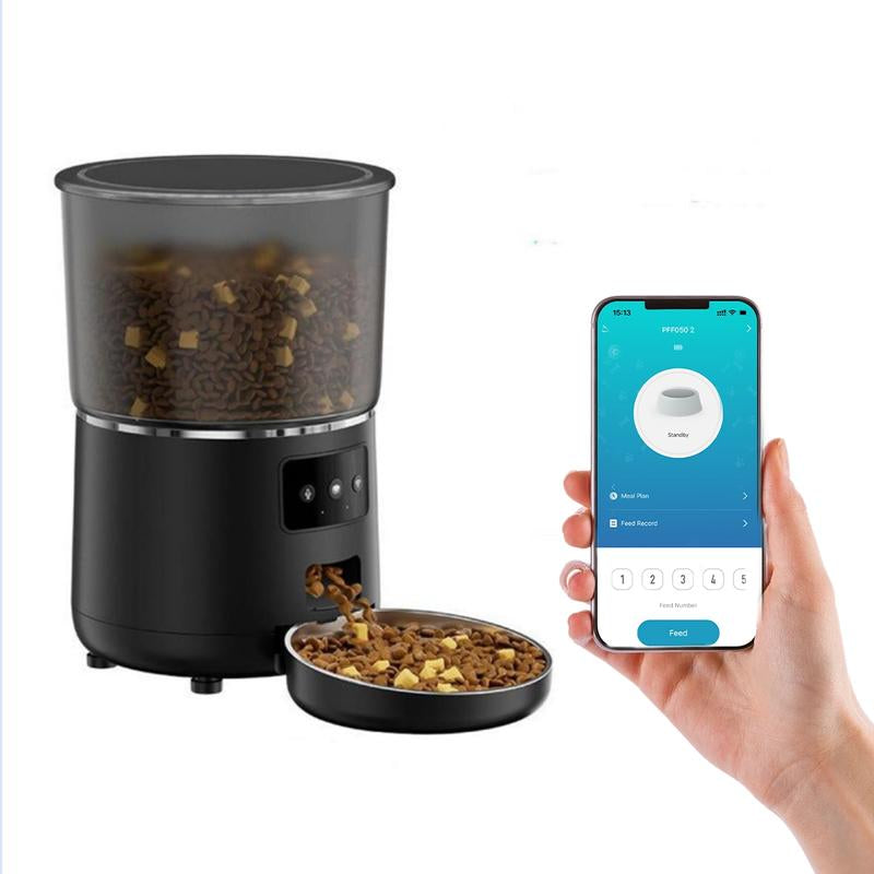 NPET Smart Automatic Pet Feeder Wifi Cat & Dog Food Dispenser with APP Remote Control 4L Large Capacity 1-9 Meals Schedule 10S Voice Recording Desiccant Storage Easy to Clean Timed Feeding for Cats and Small Dogs