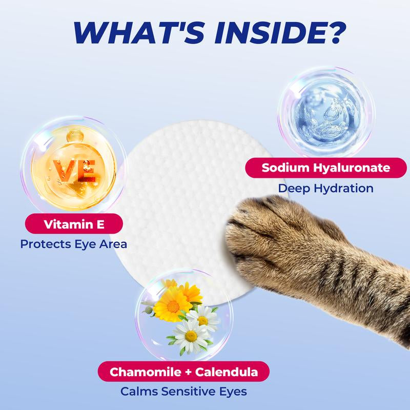 Wellix 110-Count Pet Eye Wipes - Gently Reduce Tear Stain, Debris, Discharge, Crust for Dogs & Cats