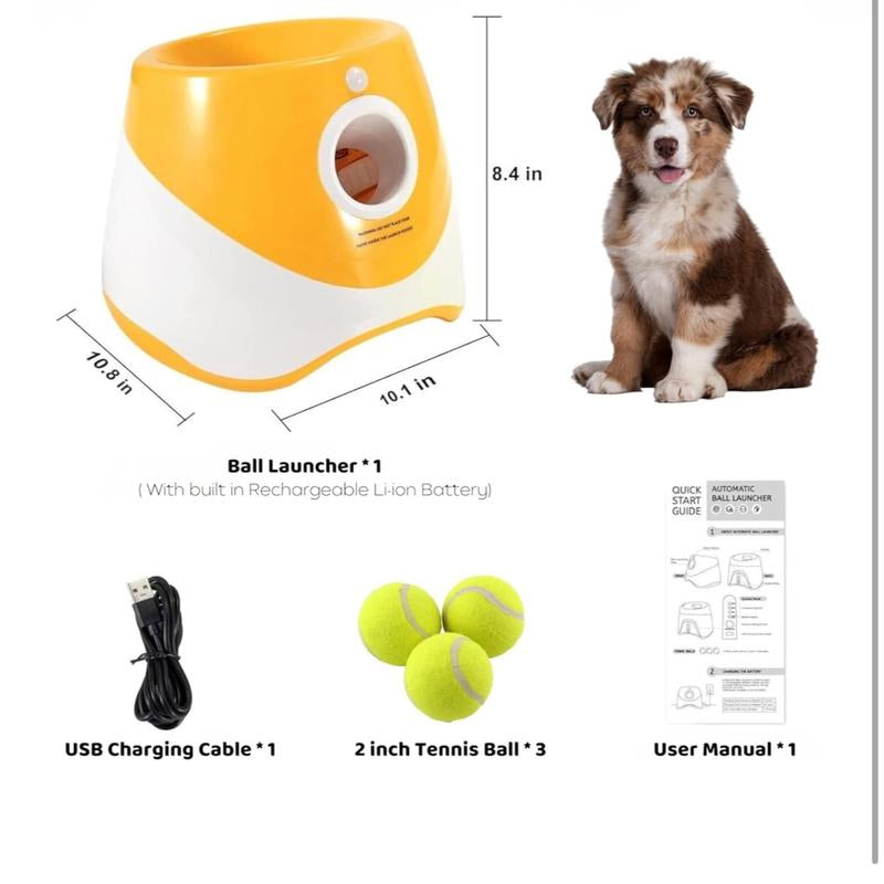 Automatic Dog Ball Launcher - Interactive Indoor & Outdoor Toy with 3 Tennis Balls, Easy Operation, Durable Construction, 30 Feet Launch Distance Toys Pet Dog Ball