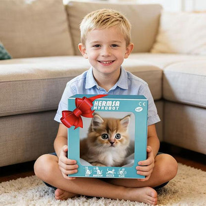 Interactive Robot Kitten, Realistic Plush Robotic Cat Toy That Walks, Wags Tail & Makes Sounds, Cute Pet Toy Gift for Kids & Adults, Perfect Christmas Present