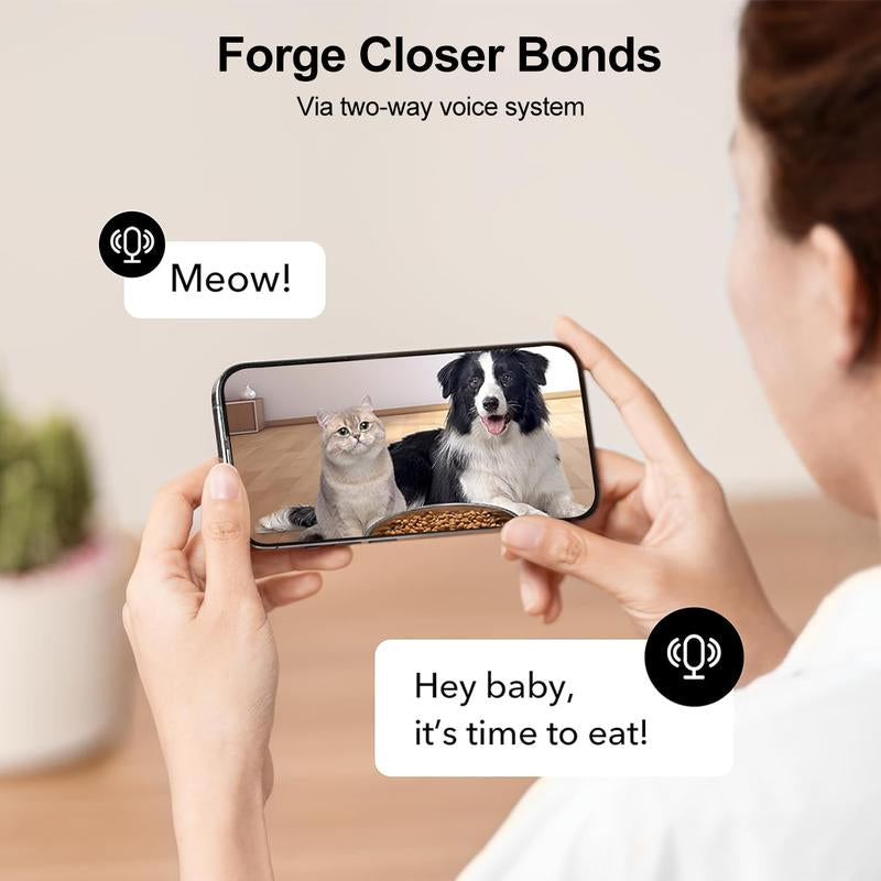 NPET Smart Automatic Pet Feeder Wifi Cat & Dog Food Dispenser with APP Remote Control 4L Large Capacity 1-9 Meals Schedule 10S Voice Recording Desiccant Storage Easy to Clean Timed Feeding for Cats and Small Dogs