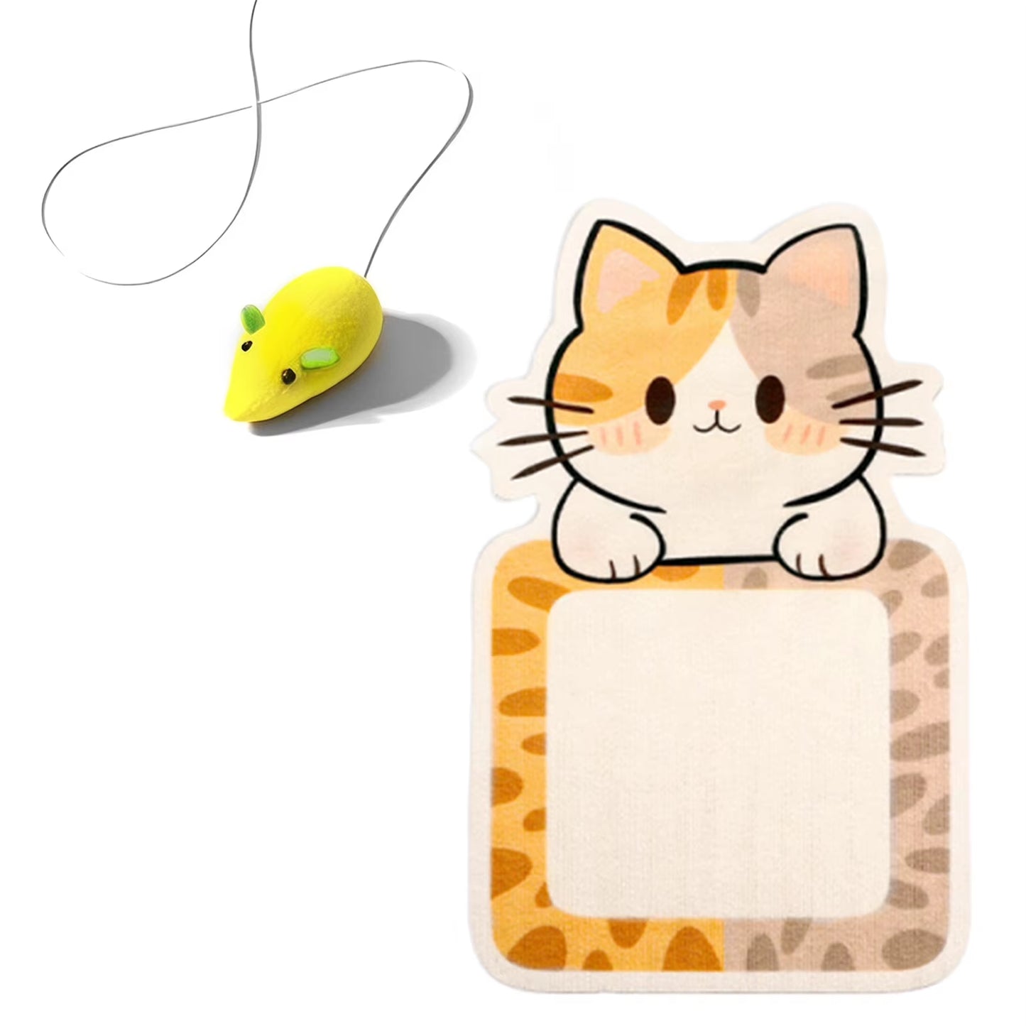Self-Adhesive Cat Scratcher with Random Hanging Cat Toy Wall Mounted Felt Cat Scratch Mat Cats Scratcher Pad Carpet Cat Supply