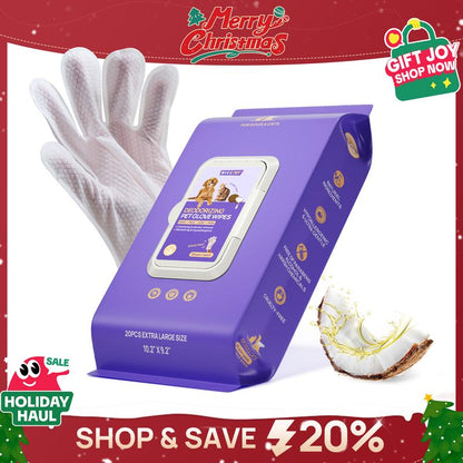 【Holidayhaul 】HICC PET Glove Wipes，Freshening Grooming Dog&Cat Disposable 20Pcs Pet Hair Removal Tool Satisfied Skin Care Outdoor No-Clean Hypoallergenic Facial Disposable No-Rinse Grooming Formulated for Petwipes Deodorizing Sticky Hair#Petlife