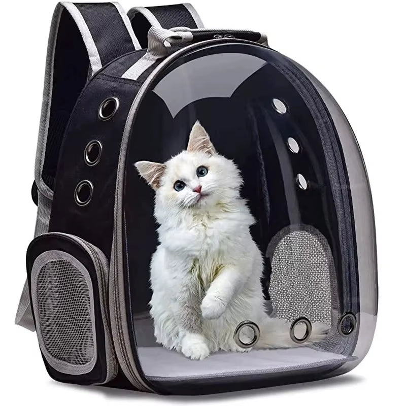 Cat Pet Carrier Backpack - Transparent Capsule Bubble Design, Breathable for Small Animals (Puppy/Kitty/Bird), Ideal for Travel