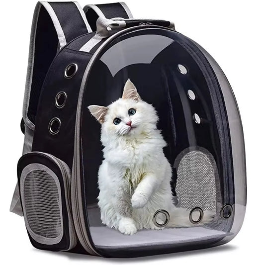 Cat Pet Carrier Backpack - Transparent Capsule Bubble Design, Breathable for Small Animals (Puppy/Kitty/Bird), Ideal for Travel