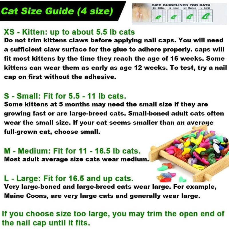 100Pcs Large Cat Nail Caps : Complete Set with Clipper, Adhesive & Applicators (5 Colors)