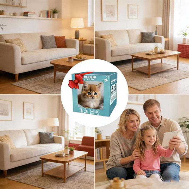 Interactive Robot Kitten, Realistic Plush Robotic Cat Toy That Walks, Wags Tail & Makes Sounds, Cute Pet Toy Gift for Kids & Adults, Perfect Christmas Present