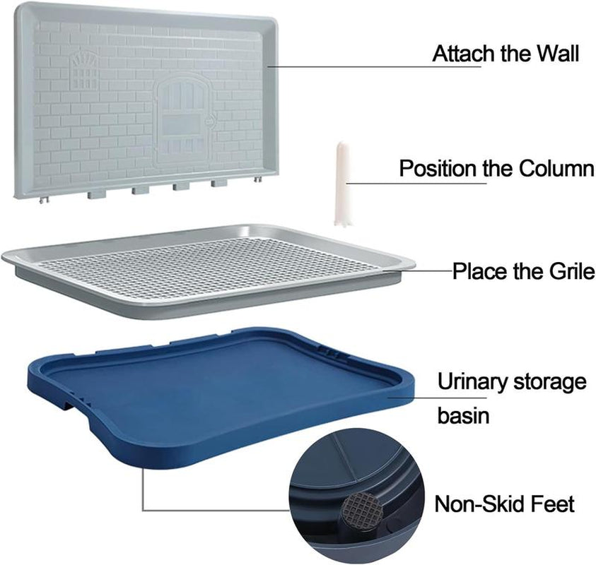 Hallostark Pee Pad Holder, Indoor Dog Potty for Dogs, Dog Pad Holder, Puppy Potty Training Tray with Splash Wall & Center Post, 20.1"×15.4", Navy Blue