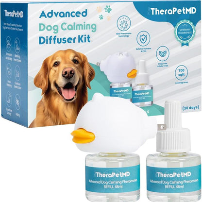 Therapetmd Advanced Dog Calming Diffuser Kit 1-3 Pack Stops Peeing Barking Anxiety Odorless Scented Room Aromatizer with Soft Blue Light Indicator for Calm Dog Environment