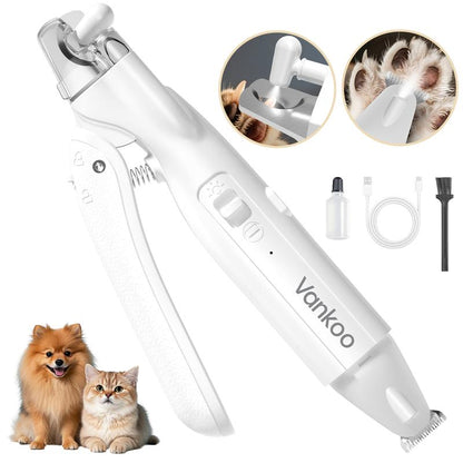 Vankoo 2-In-1 Dog Nail Clipper & Paw Hair Trimmer Kit with LED Light, Pet Paw Trimmer Rechargeable & Waterproof – Small Dog Grooming Clippers– Safe for Dogs & Cats Low Noise Pet Shaver Christmas Gift