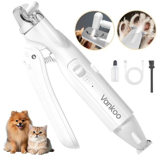 Vankoo 2-In-1 Dog Nail Clipper & Paw Hair Trimmer Kit with LED Light, Pet Paw Trimmer Rechargeable & Waterproof – Small Dog Grooming Clippers– Safe for Dogs & Cats Low Noise Pet Shaver Christmas Gift