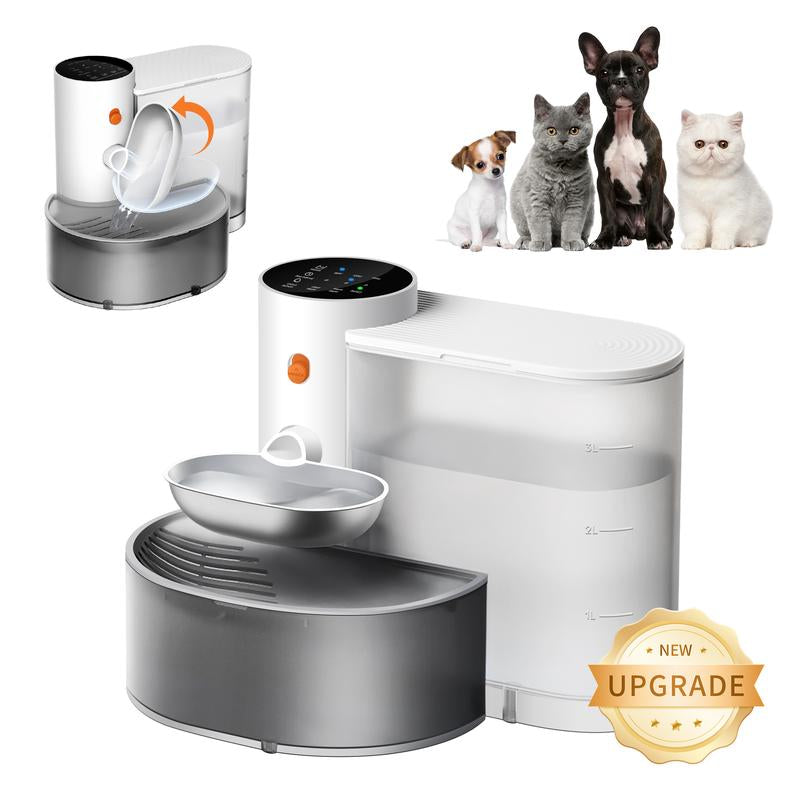 Potaroma Smart Wireless Pet Water Fountain, Stainless Steel Bowl, No Filter, 3.5L Large Capacity, Rechargeable Automatic Water Dispenser for Cats and Small Dogs, Wastewater Separation Fresh Water