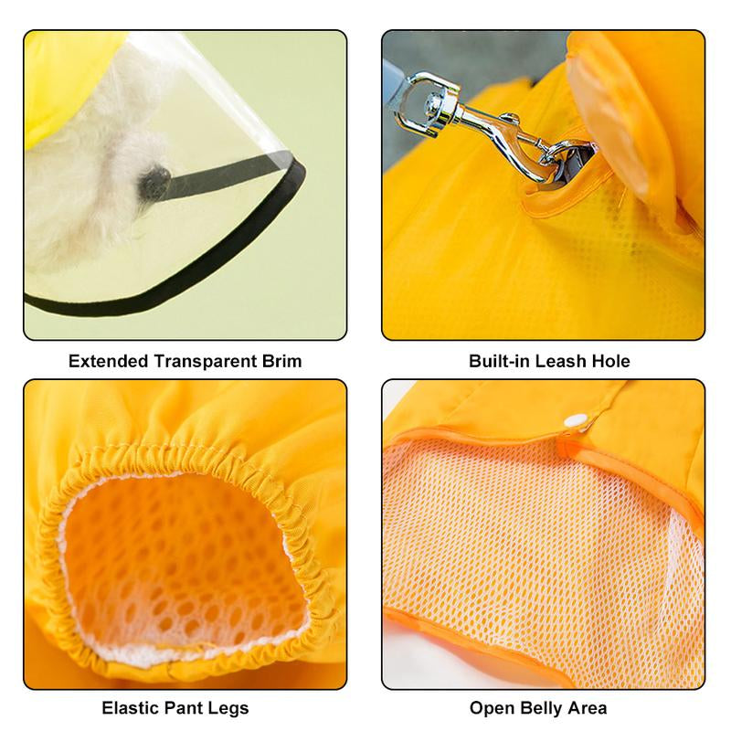 Dog Raincoats Clothing and Shoes Set, Full-Coverage Reflective Dog Jacket with Backbag, Dog Clothing with Boots Set for Small Medium Dogs