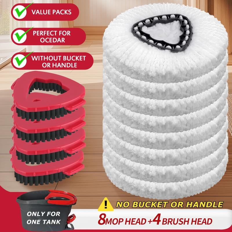 Mop Head & Scrub Brush Refill for O-Cedar Easywring 1 Tank System Only. Bucket & Handle NOT Included. Perfect Suitable Cleaners Pack Cleaning