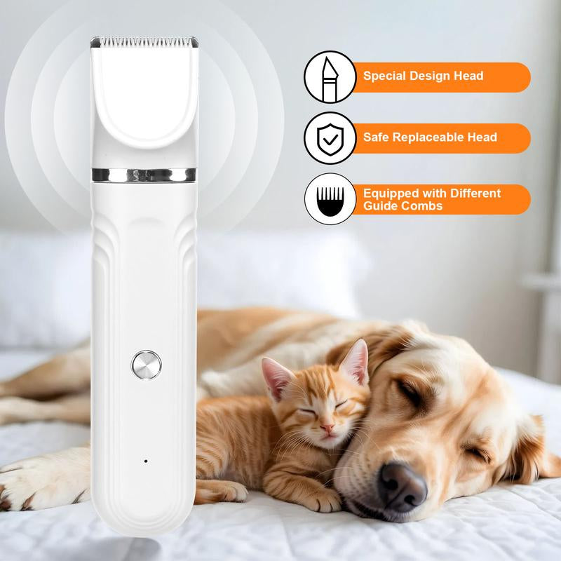 Pet Clippers Grooming Kit Hair Clipper-Paw Trimmer- Rechargeable - Cordless Quiet Nail Grinder Shaver for Cats Dogs and Other Pets Groomer Tools