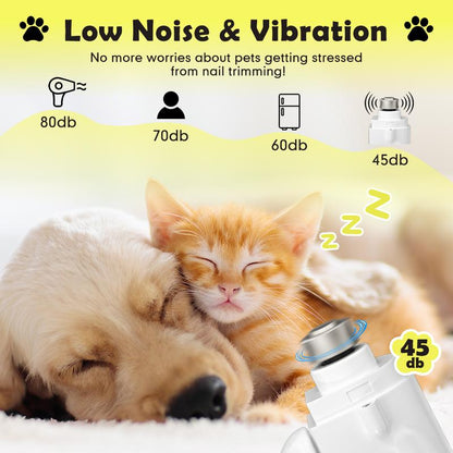 Meonlala 2-In-1 Pet Nail Clipper and Grinder with LED Light Ultra-Quiet Electric Trimmer Rechargeable for Dogs & Cats of All Sizes