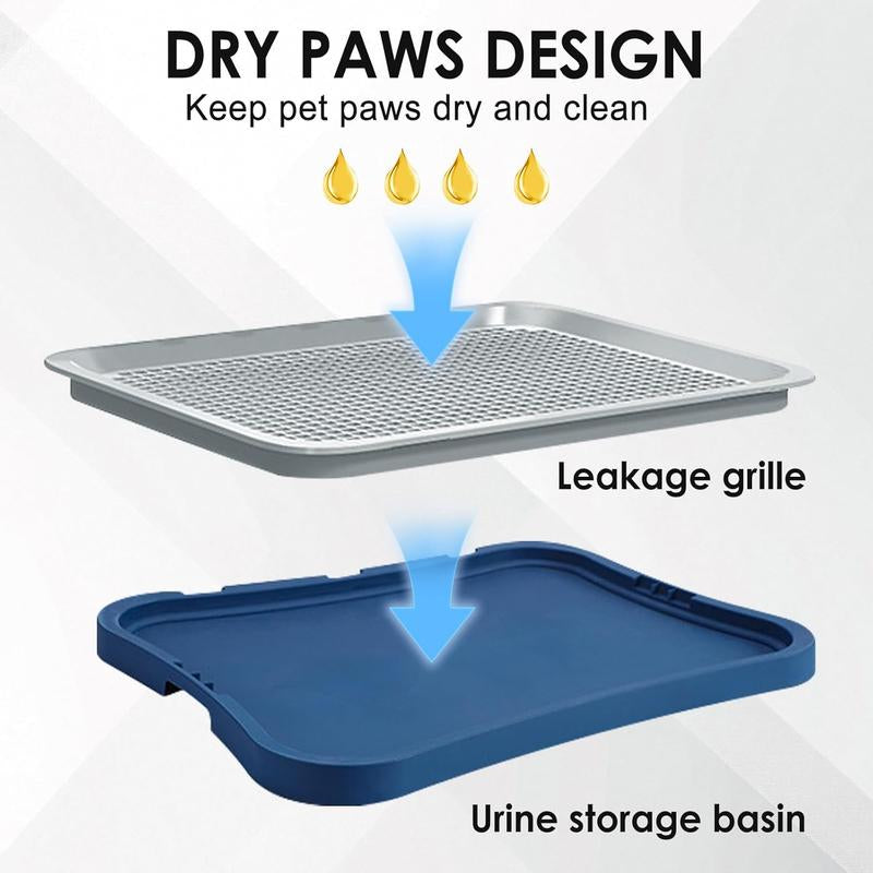 Hallostark Pee Pad Holder, Indoor Dog Potty for Dogs, Dog Pad Holder, Puppy Potty Training Tray with Splash Wall & Center Post, 20.1"×15.4", Navy Blue