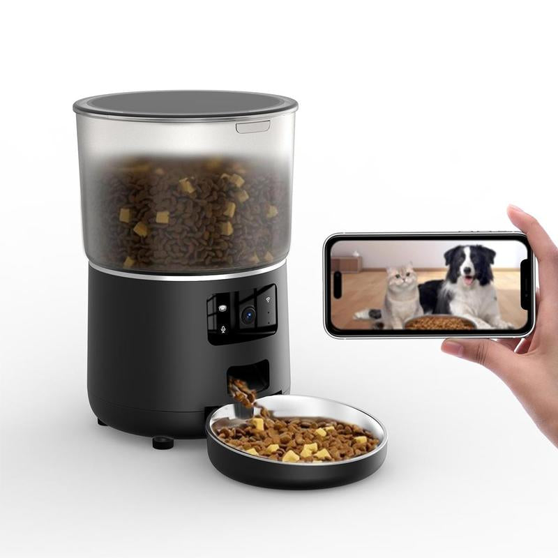 NPET Smart Automatic Pet Feeder Wifi Cat & Dog Food Dispenser with APP Remote Control 4L Large Capacity 1-9 Meals Schedule 10S Voice Recording Desiccant Storage Easy to Clean Timed Feeding for Cats and Small Dogs