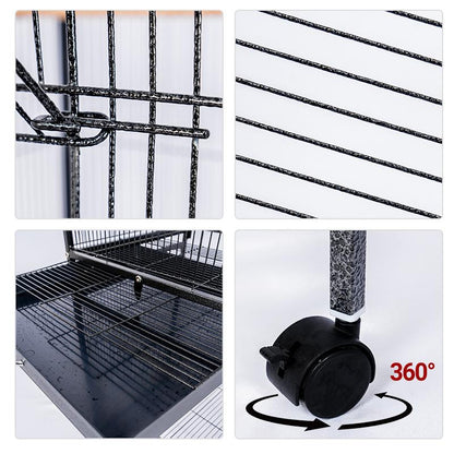 Baonan 45 Inch and 52 Inch Rooftop Luxury Large Bird Cage Large Flying Space Parrot Cage with Perch Suitable for Small Long Tailed Cockatiels Sun Conures Finches Green Cheeked Conures Budgies Lovebirds Indoor Outdoor Use