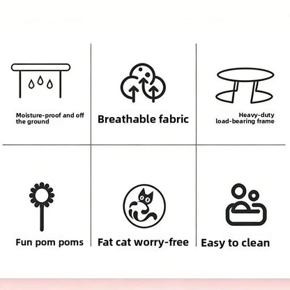 [Already Have 10K Favorites]Cozy Christmas Cat Hammock - Plush Raised Pet Bed with Fluffy Pad & Breathable Sides | Warm Winter Lounging for Cats & Small Dogs | Purrfect Holiday Gift round Gray Washable Cat Bed for Indoor Comfort