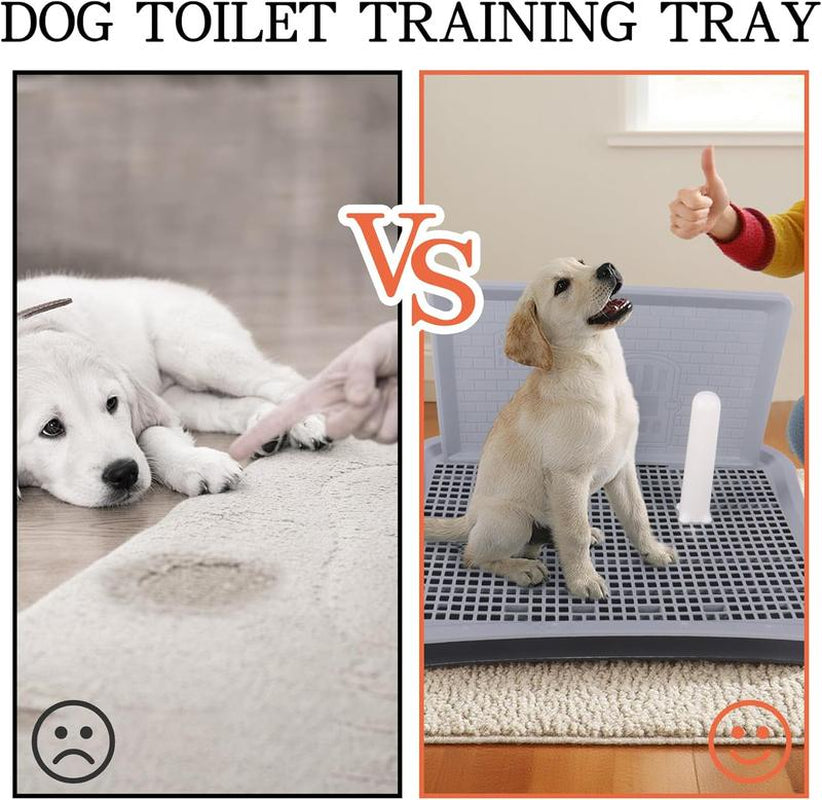 Hallostark Pee Pad Holder, Indoor Dog Potty for Dogs, Dog Pad Holder, Puppy Potty Training Tray with Splash Wall & Center Post, 20.1"×15.4", Navy Blue